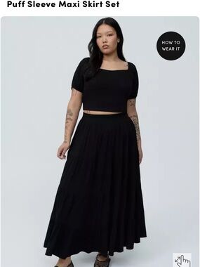 TORRID Black Puffy Sleeve Two-Piece Skirt W/ Pockets Set Size 6